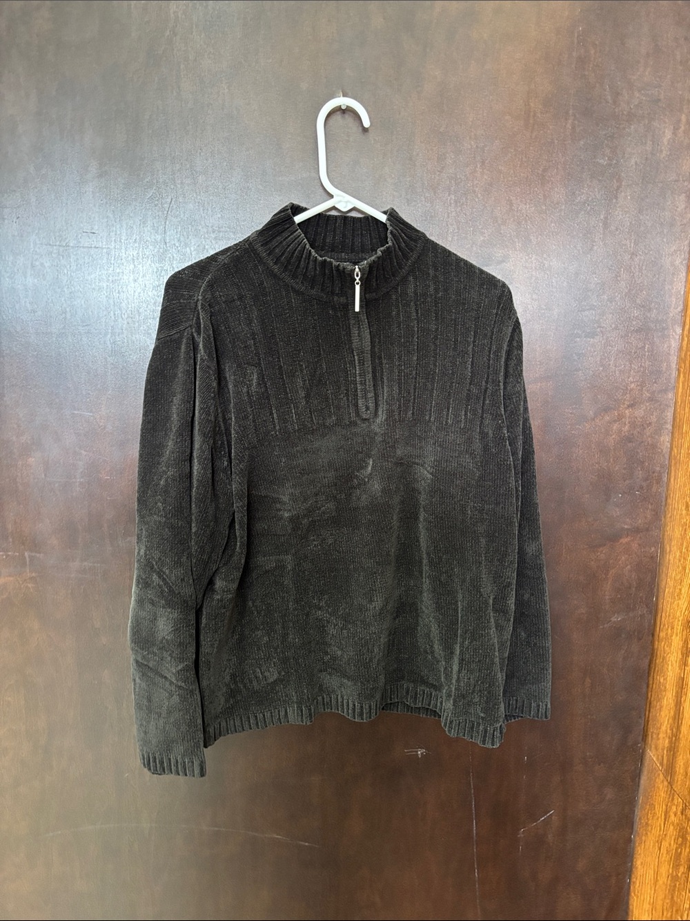 Karen Scott Men's Charcoal Plush Half-Zip Sweater